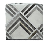 Black and White Luxury Genuine Leather Pouf Ottoman, Footstool, Side table, Seat , Foot Rest, Living Room, Bedroom | TRD284-Pouf-Parc Decor