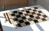 Black checked Placemat, Rectangular raffia tabletop-table tops-Parc Decor