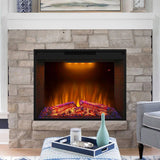 Black Electric Fireplace Heater Insert with Overheating Protection and Remote Control