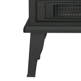 Black Electric Heater Free Standing Stove, 3D Flame Overheat Protection Adjustable Thermostat, 1500W