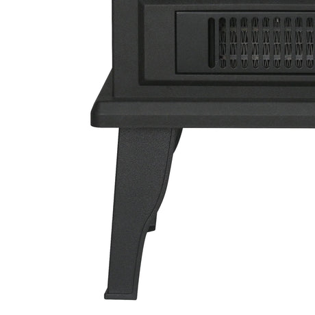 Black Electric Heater Free Standing Stove, 3D Flame Overheat Protection Adjustable Thermostat, 1500W
