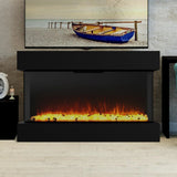 Black Insert or Wall-Mount Electric 3-Color Flame with LED Light Fireplace