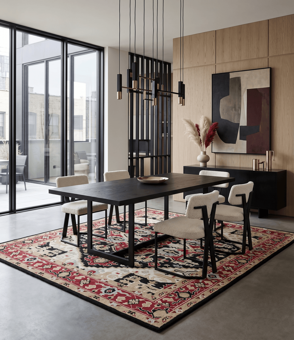 Black, Ivory, Olive and Brown Hand knotted Traditional Heriz Medallion Multi Size Wool Area Rug