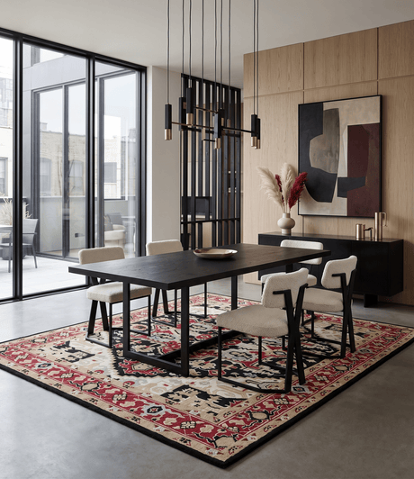Black, Ivory, Olive and Brown Hand knotted Traditional Heriz Medallion Multi Size Wool Area Rug