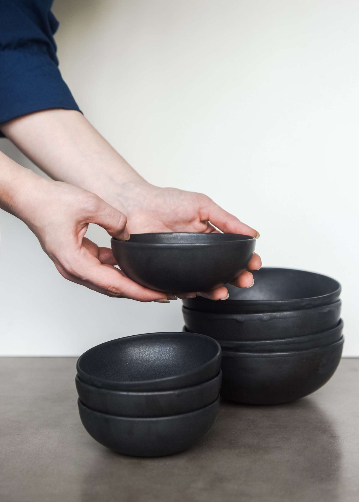 Black Mini Bowl - Handmade Stoneware Black Matte Sauce Bowl-Parc Decor