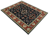 Black, Rust and Beige 8x10 Traditional Oriental Hand Knotted Wool Area Rug