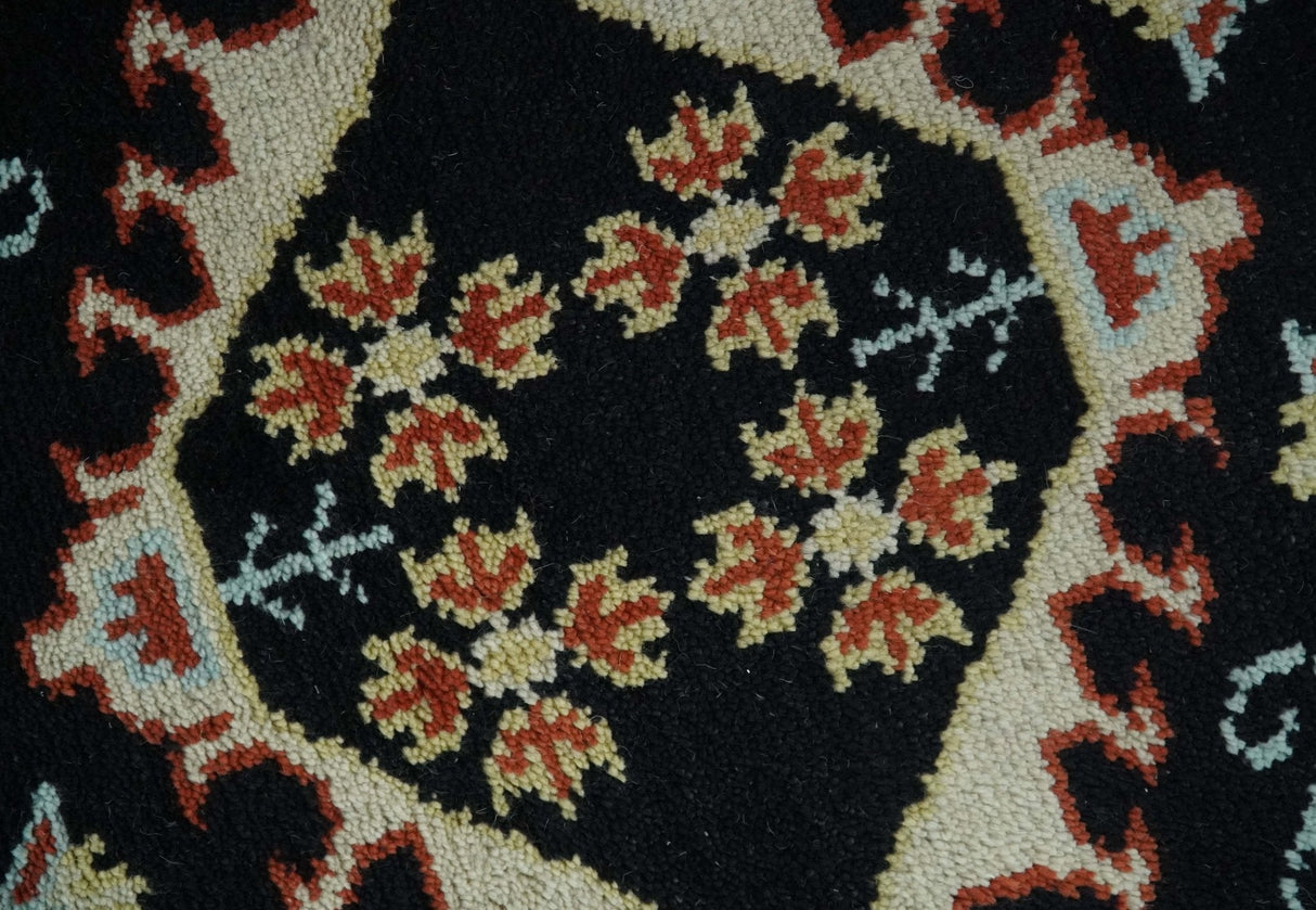 Black, Rust and Beige 8x10 Traditional Oriental Hand Knotted Wool Area Rug