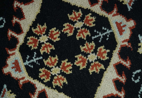Black, Rust and Beige 8x10 Traditional Oriental Hand Knotted Wool Area Rug