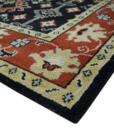 Black, Rust and Beige 8x10 Traditional Oriental Hand Knotted Wool Area Rug