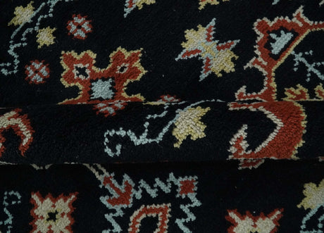 Black, Rust and Beige 8x10 Traditional Oriental Hand Knotted Wool Area Rug