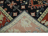 Black, Rust and Beige 8x10 Traditional Oriental Hand Knotted Wool Area Rug
