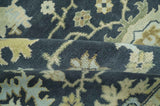 Black, Silver and Olive Oushak Hand Knotted Custom Made Wool Rug