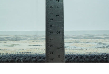 Black, Silver and Olive Oushak Hand Knotted Custom Made Wool Rug