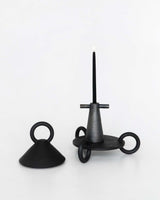 Black Stoneware Tall Candle Holder Motanka