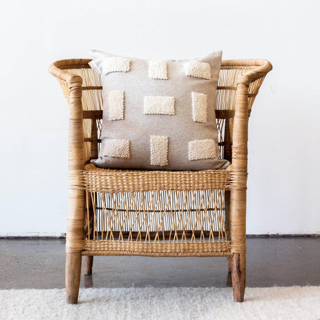 Blocks Organic Natural White Cotton Throw Pillow