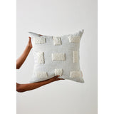 Blocks Organic Natural White Cotton Throw Pillow