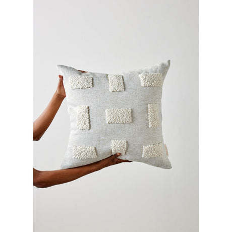 Blocks Organic Natural White Cotton Throw Pillow