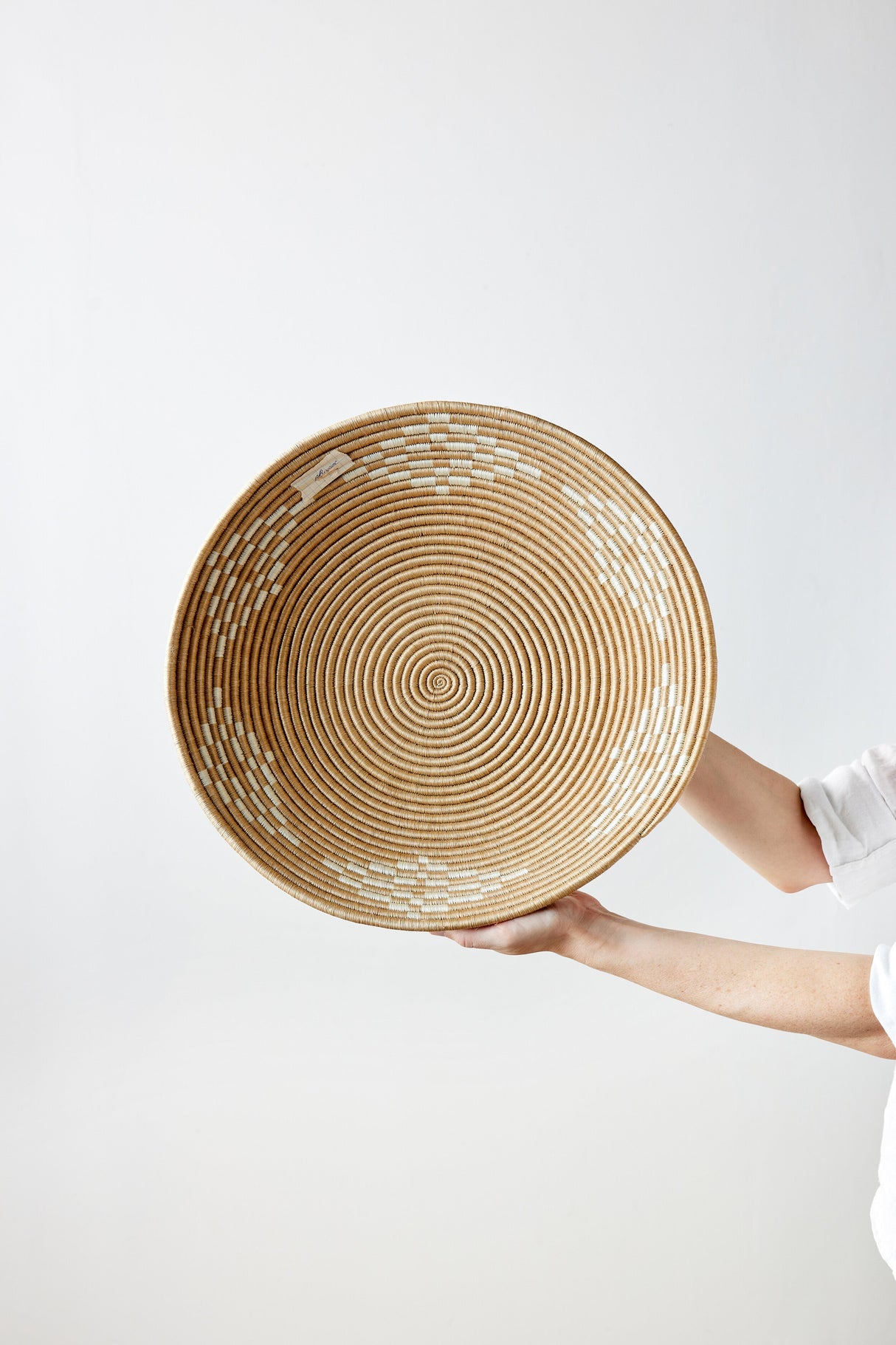 Blonde Rwanda Ivory Diamond Wall Basket-Wall Basket-Parc Decor