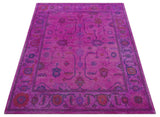 Bloom Overdyed Traditional Oushak Pink And Blue Hand Tufted Wool Rug