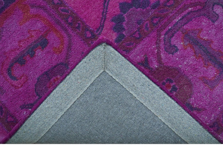 Bloom Overdyed Traditional Oushak Pink And Blue Hand Tufted Wool Rug