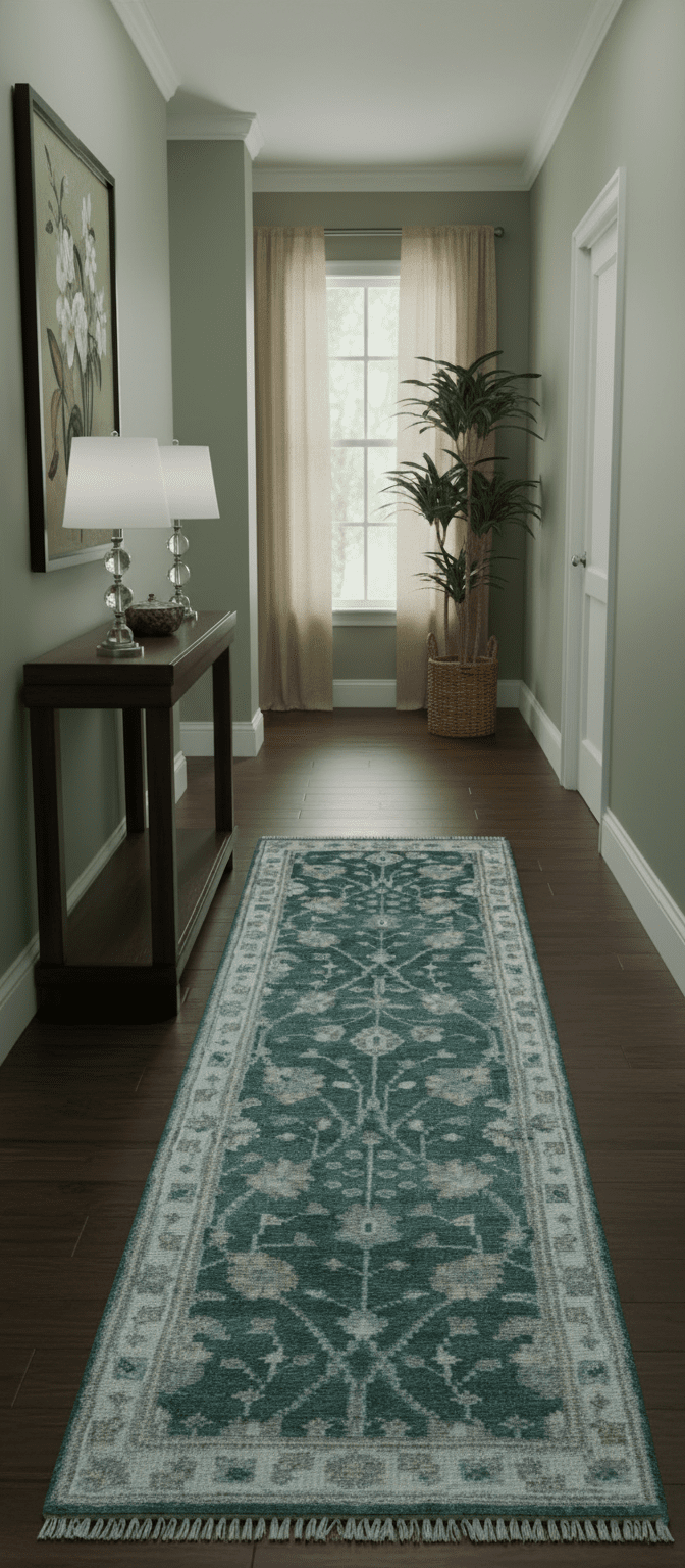 Bloom Traditional Oushak Design Teal 2.6x8.6 Hand Knotted Wool Rug