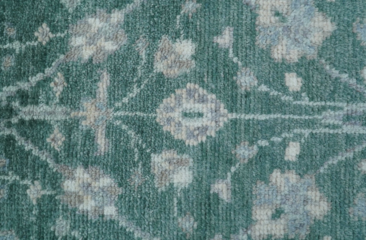 Bloom Traditional Oushak Design Teal 2.6x8.6 Hand Knotted Wool Rug