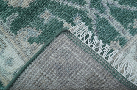 Bloom Traditional Oushak Design Teal 2.6x8.6 Hand Knotted Wool Rug