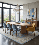 Blue and Beige Hand Knotted Traditional Oushak Design wool Rug