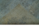 Blue And Beige Modern Abstract Design Hand Knotted 8x10 Bamboo Silk Area Rug