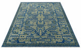 Blue And Beige Modern Design Hand Knotted Custom Made Wool Area Rug