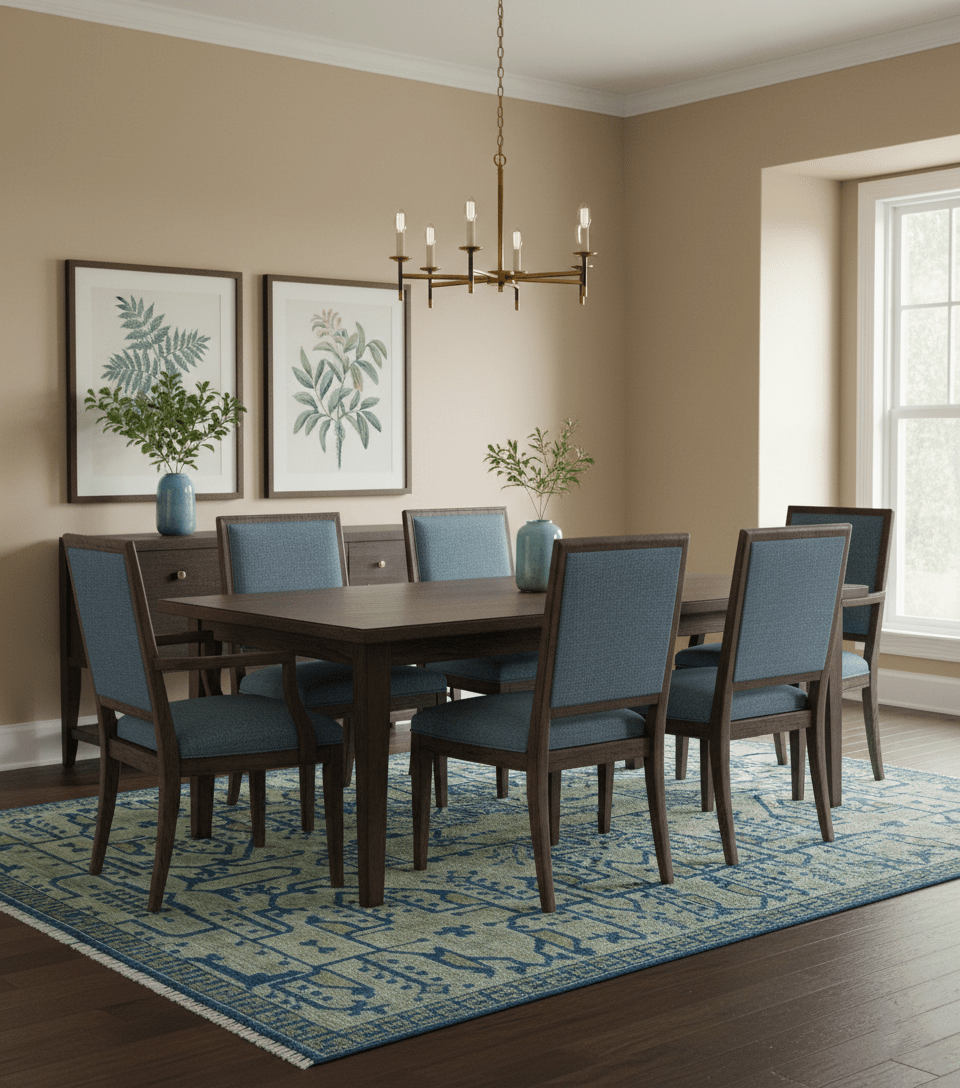 Blue And Beige Modern Design Hand Knotted Custom Made Wool Area Rug