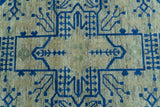 Blue And Beige Modern Design Hand Knotted Custom Made Wool Area Rug