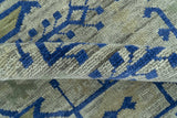 Blue And Beige Modern Design Hand Knotted Custom Made Wool Area Rug
