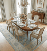 Blue and Beige Traditional Floral Hand Knotted Wool Rug