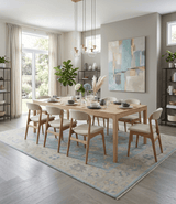 Blue and Beige Traditional Floral Hand Knotted Wool Rug