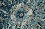Blue And Beige Traditional Heriz Art Silk Area Rug
