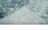 Blue And Beige Traditional Heriz Art Silk Area Rug