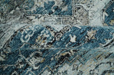 Blue And Beige Traditional Heriz Art Silk Area Rug