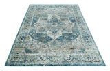 Blue And Beige Traditional Heriz Art Silk Area Rug