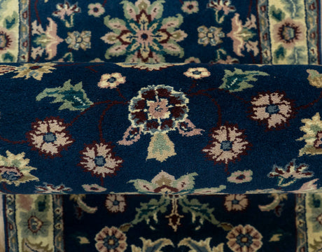 Blue And Beige Traditional Oriental Design Hand Knotted 2.5x8 wool area rug