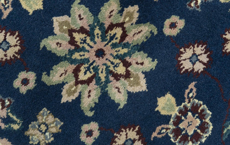 Blue And Beige Traditional Oriental Design Hand Knotted 2.5x8 wool area rug