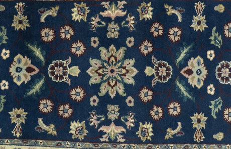 Blue And Beige Traditional Oriental Design Hand Knotted 2.5x8 wool area rug