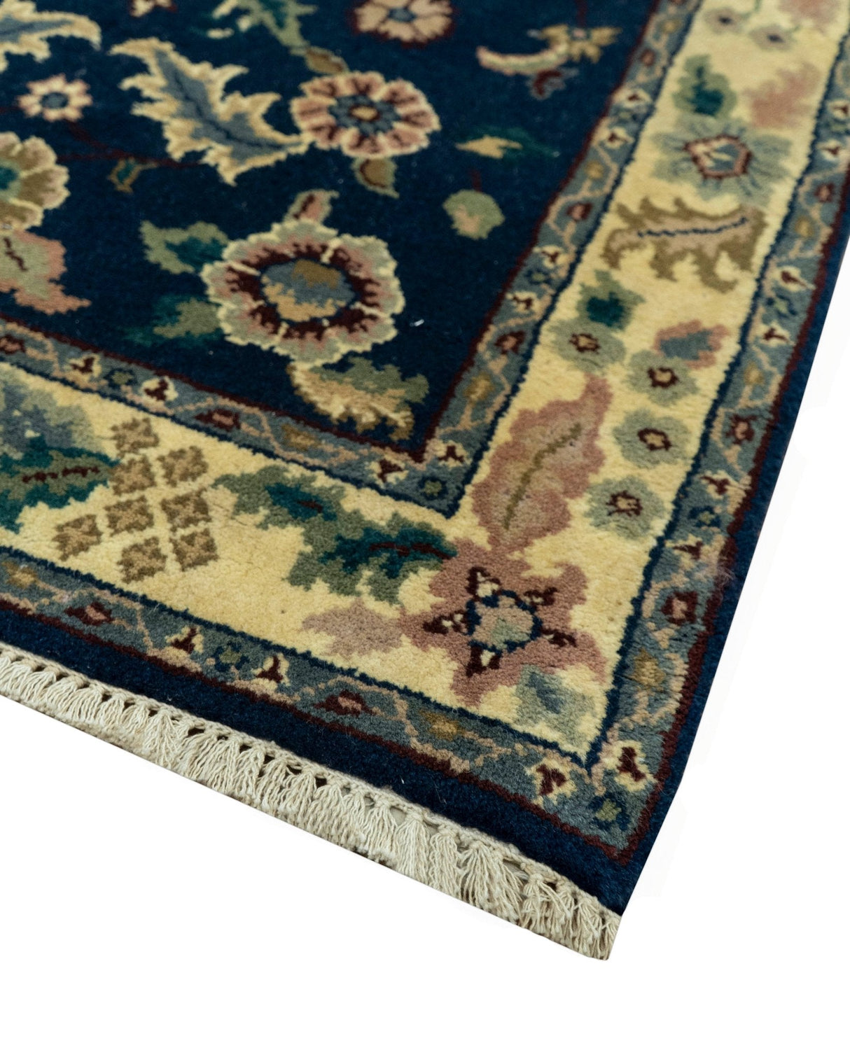 Blue And Beige Traditional Oriental Design Hand Knotted 2.5x8 wool area rug
