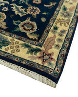 Blue And Beige Traditional Oriental Design Hand Knotted 2.5x8 wool area rug