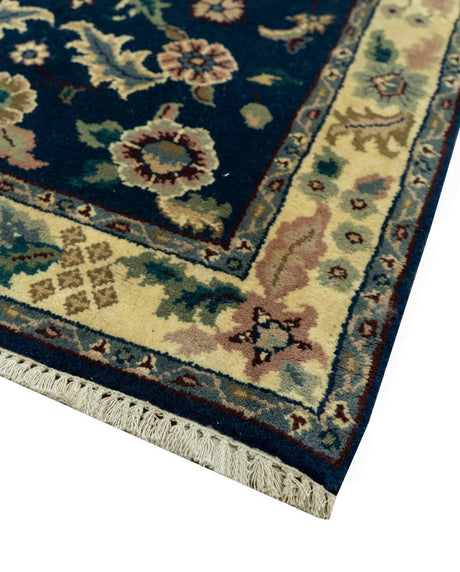 Blue And Beige Traditional Oriental Design Hand Knotted 2.5x8 wool area rug