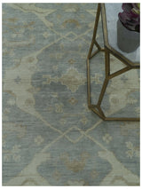 Blue And Beige Traditional Oushak Design Hand Knotted 6x9 wool area rug