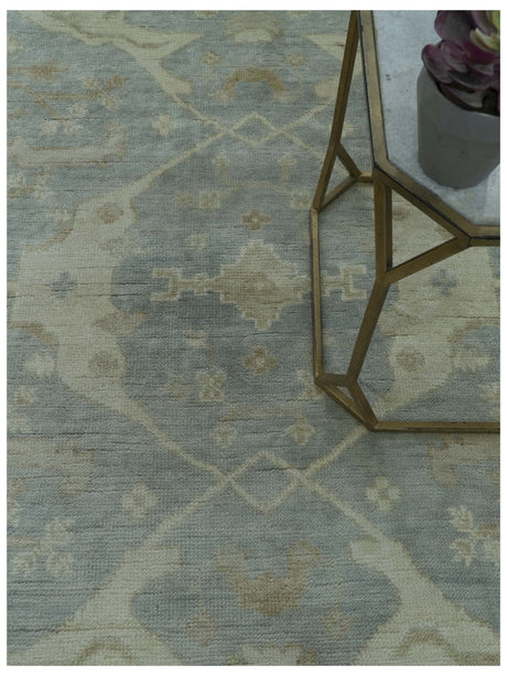Blue And Beige Traditional Oushak Design Hand Knotted 6x9 wool area rug
