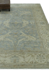 Blue And Beige Traditional Oushak Design Hand Knotted 6x9 wool area rug