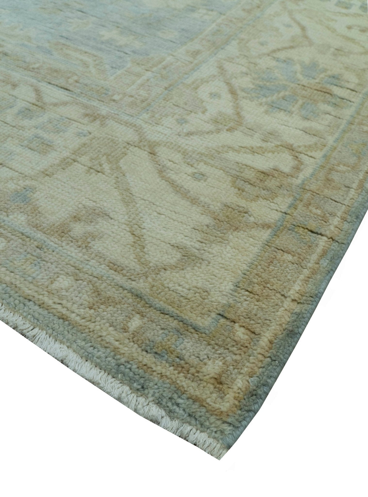 Blue And Beige Traditional Oushak Design Hand Knotted 6x9 wool area rug