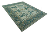 Blue And Beige Traditional Oushak Hand Knotted Custom Made wool rug